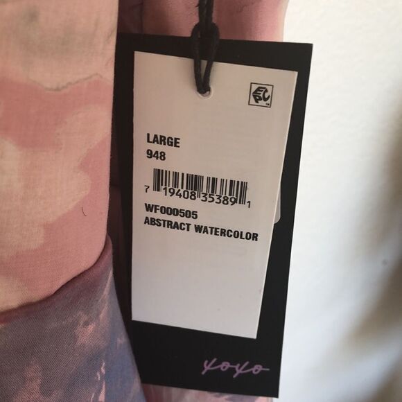 Wildfox Blair Deep V Neck Ruffle Dress Size L NWT Abstract Watercolor - Picture 7 of 7